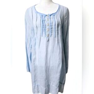 CP SHADES Women’s Light Blue Linen Pintucked Button Tunic/Coverup Size XS
